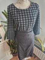 Zwarte Jurk met Pepita Print - Maat M, Maat 38/40 (M), Zwart, Ophalen of Verzenden, Knielengte