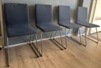 Ikea Volfgang eetkamerstoelen blauw met metalen poten 4x, Blauw, Ophalen of Verzenden, Zo goed als nieuw, Metaal