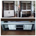 Tv kast en Vitrine opbergkast wit, antraciet grijs, hout, Huis en Inrichting, Ophalen, Met deur(en), 150 tot 200 cm, Zo goed als nieuw