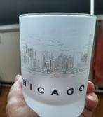 Whisky glas, mat glas, afbeelding Chicago., Verzenden, Zo goed als nieuw, Overige typen
