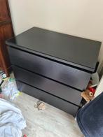 Malm ladekast bruin zwart, met glasplaat., Huis en Inrichting, Kasten | Ladekasten, Ophalen, Zo goed als nieuw, 25 tot 50 cm, Minder dan 100 cm