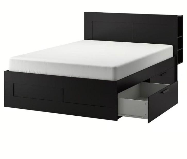 Brimnes bedframe met opslag en bediende. Plus matras, Huis en Inrichting, Slaapkamer | Bedden, Gebruikt, Tweepersoons, 180 cm