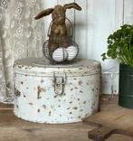 Brocante oud sleets blik met handvat en sluiting, Antiek en Kunst, Ophalen of Verzenden