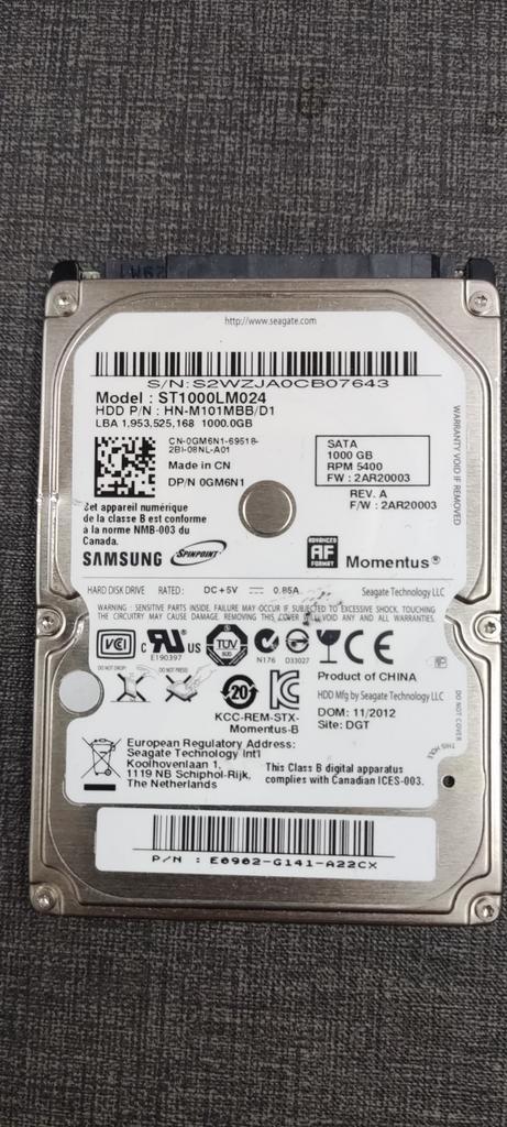 Samsung 1 GB Harddisk 2.5 Inch SATA (past in Eufy HomeBase4), Computers en Software, Harde schijven, Gebruikt, Laptop, Intern