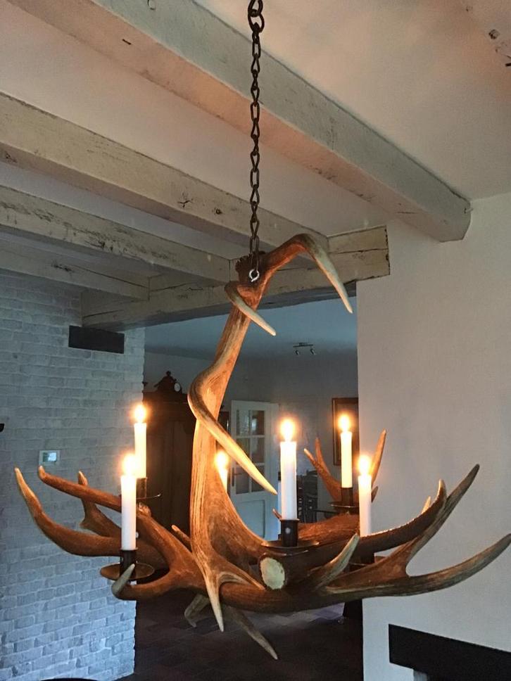 Kroonluchter van gewei stangen, Antiek en Kunst, Curiosa en Brocante, Ophalen