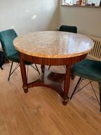 Antieke Salontafel Marmer Blad - 100cm, Antiek en Kunst, Ophalen