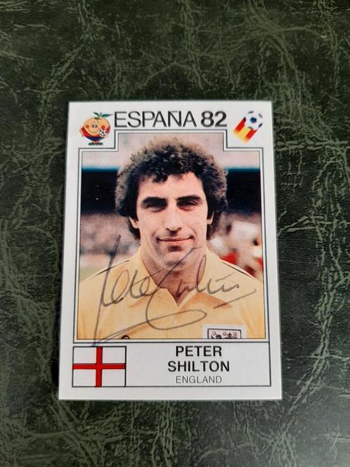 Handtekening Peter Shilton keeper England jaren '80, Verzamelen, Sportartikelen en Voetbal, Zo goed als nieuw, Poster, Plaatje of Sticker