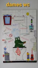 Krokodil op het toilet - Olieverfschilderij, Ophalen of Verzenden