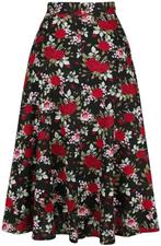 rose garden skirt Medium-length skirt with pockets S retro, Verzenden, Banned retro, Nieuw, Knielengte