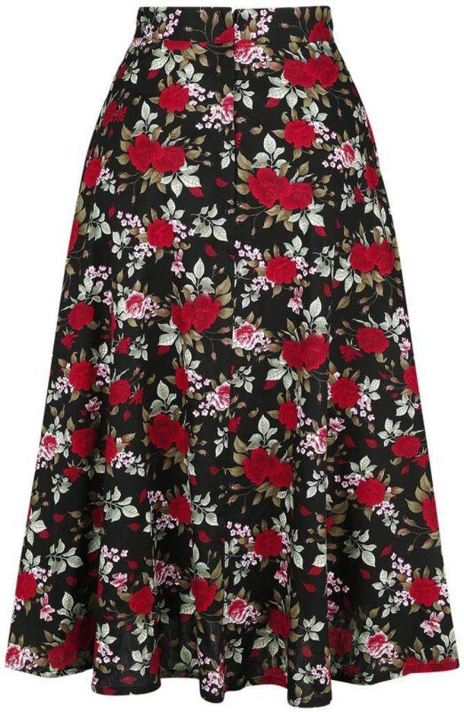 rose garden skirt Medium-length skirt with pockets S retro, Kleding | Dames, Rokken, Nieuw, Maat 36 (S), Rood, Knielengte, Verzenden