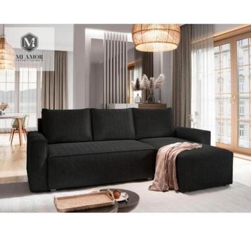 NIEUW!! Hoekbank Ribstof 242x155 NU €390,- *Universeel L/R  beschikbaar voor biedingen