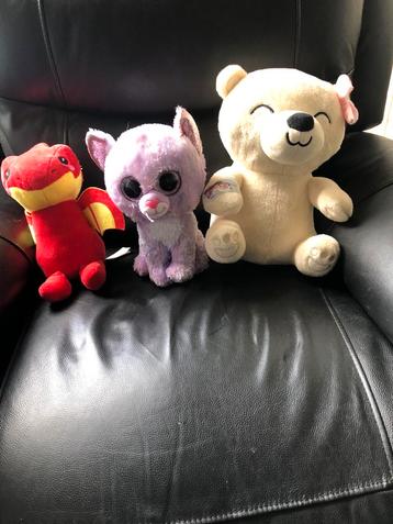 3 Prachtige knuffeldieren. Tussen 20 en 30 cm. beschikbaar voor biedingen