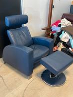 Stressless Fauteuil met voetenbank blauw, Ophalen, 75 tot 100 cm, 50 tot 75 cm
