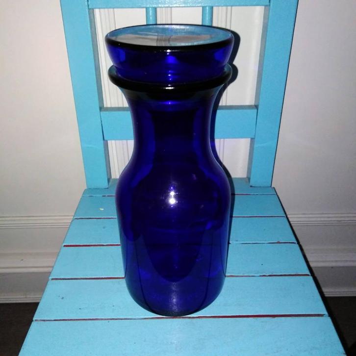 Glazen pot blauw met deksel, Huis en Inrichting, Keuken | Keukenbenodigdheden, Gebruikt, Ophalen