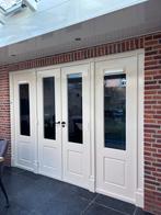 Te koop Hardhouten kozijn met 2 openslaande deuren, Doe-het-zelf en Verbouw, Deuren en Horren, Ophalen, Gebruikt, Buitendeur, Hout
