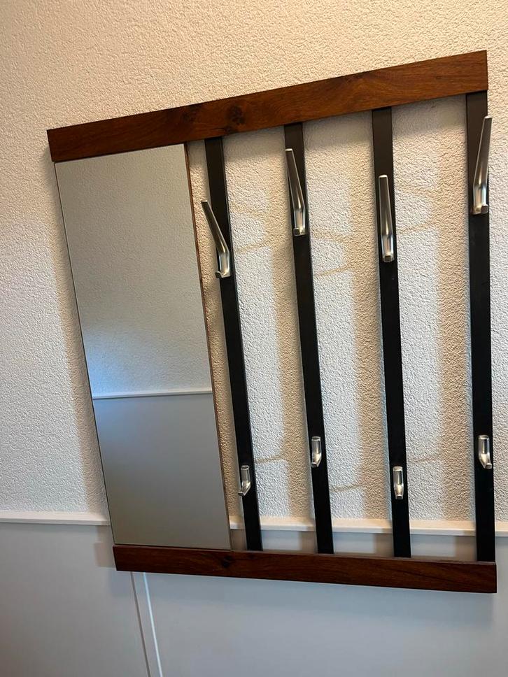 Vintage Jaren 60 Kapstok met Spiegel, Huis en Inrichting, Woonaccessoires | Kapstokken, Gebruikt, Wandkapstok, Minder dan 100 cm
