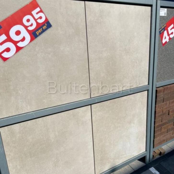 Keramische Tuintegels 60x60x4cm Beige Keramiek op Beton, Tuin en Terras, Tegels en Klinkers, Nieuw, Terrastegels, Keramiek, Ophalen of Verzenden