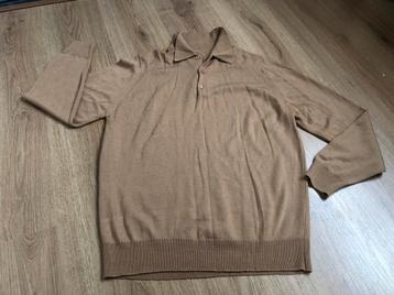 Camel bruin wol wollen polo trui kraagje l beschikbaar voor biedingen