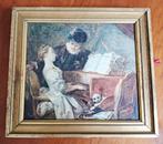 Oud goudkleurig houten  lijstje met muziekscène, prent, Ophalen of Verzenden