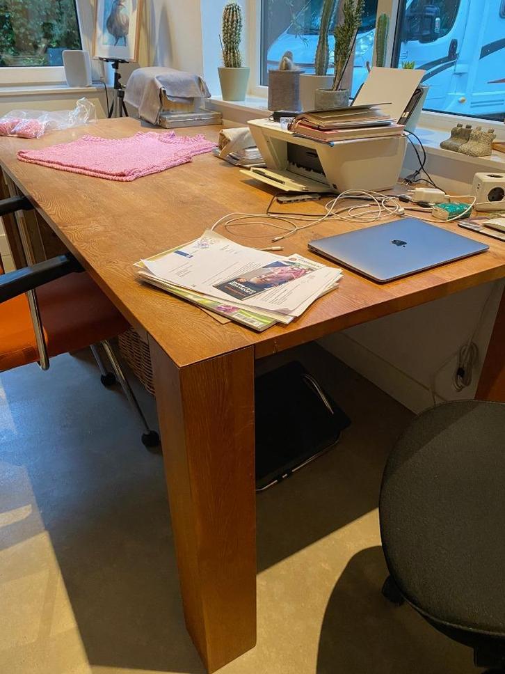 Ruime eettafel of vergadertafel 220 x 100 cm, Huis en Inrichting, Tafels | Eettafels, Zo goed als nieuw, 100 tot 150 cm, 200 cm of meer