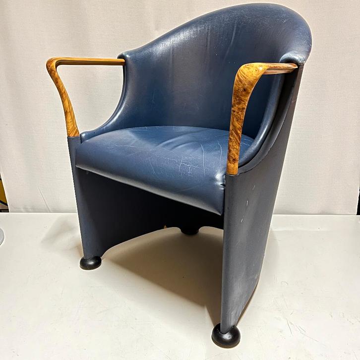 Vintage jaren 70 80 post modern design stoel Origlia Italy, Huis en Inrichting, Stoelen, Gebruikt, Eén, Kunststof, Leer, Overige materialen