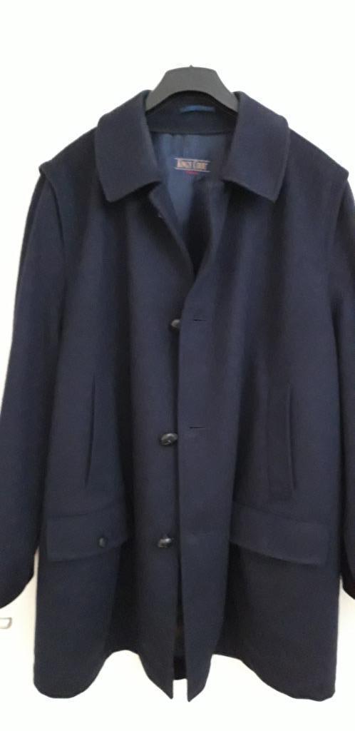 Wollen donkerblauwe jas in maat 54, Kleding | Heren, Jassen | Winter, Maat 52/54 (L), Blauw, Ophalen of Verzenden