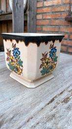 Gouda Plateel handwerk holland bloempot, Gebruikt, Rond, Ophalen of Verzenden, Minder dan 25 cm