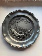 Tinnen sier bord met jachthond afbeelding, Antiek en Kunst, Antiek | Tin, Ophalen of Verzenden