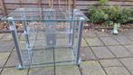 Glazen TV meubel met metalen frame, Ophalen, Gebruikt, 50 tot 100 cm, Glas