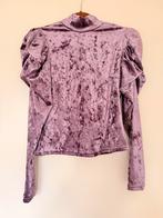Lila paarse fluwelen top met pofmouwen - Maat M, Kleding | Dames, Ophalen of Verzenden, Maat 38/40 (M), Paars