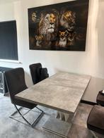 Eetkamer tafel / eettafel betonlook grijs wit, Huis en Inrichting, Complete inboedels, Ophalen
