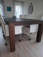 Koloniale eettafel met 6 leren designstoelen, Huis en Inrichting, Gebruikt, 100 tot 150 cm, Koloniaal, Ophalen of Verzenden