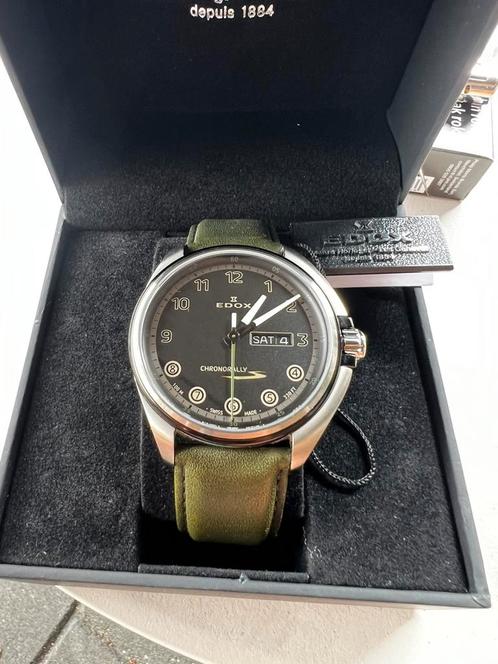 Edox Chronorally S nieuw in Box, Sieraden, Tassen en Uiterlijk, Horloges | Heren, Nieuw, Polshorloge, Overige merken, Staal, Leer