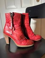 Rode leren laarsjes maat 40, Lage of Enkellaarzen, Ophalen of Verzenden, Gedragen, Rood