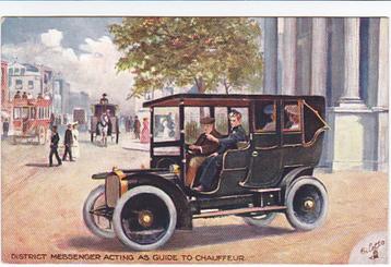 oldtimer auto 1909 ansichtkaart Tuck kleur