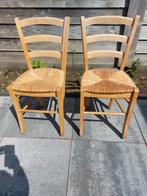 2 eetkamer stoelen met rieten zitting, Twee, Gebruikt, Bruin, Ophalen