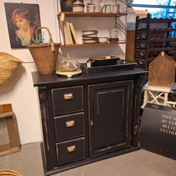 Stoer zwart dressoir/commode - 103x54x87cm beschikbaar voor biedingen