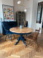 Tafel massief houten blad, Huis en Inrichting, Tafels | Eettafels, Ophalen, Vier personen, Rond