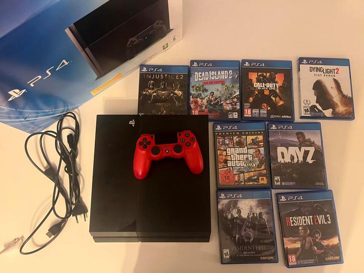 PlayStation 4 (500gb)+ cotroller + games, Spelcomputers en Games, Spelcomputers | Sony PlayStation 4, Zo goed als nieuw, Original