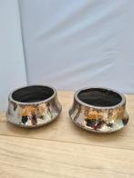 Planten potten met zilver patin, Rond, Ophalen of Verzenden, Aardewerk, Binnen