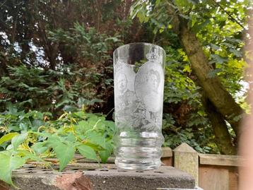 Prachtig geëtst glas Wilhelmina, Hendrik, Juliana 1926 beschikbaar voor biedingen