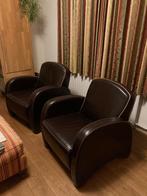 Leren fauteuils, Huis en Inrichting, Fauteuils, Ophalen, Gebruikt, Minder dan 75 cm, Leer