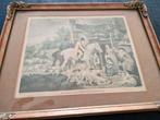 Antieke kleurenets ets outside of a country alehouse gravure, Ophalen