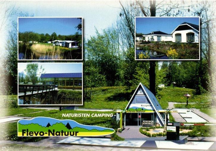 Naturisten Camping Flevo-Natuur, Zeewolde - 4 afb - ongelope, Verzamelen, Ansichtkaarten | Nederland, Ongelopen, Gelderland, Voor 1920