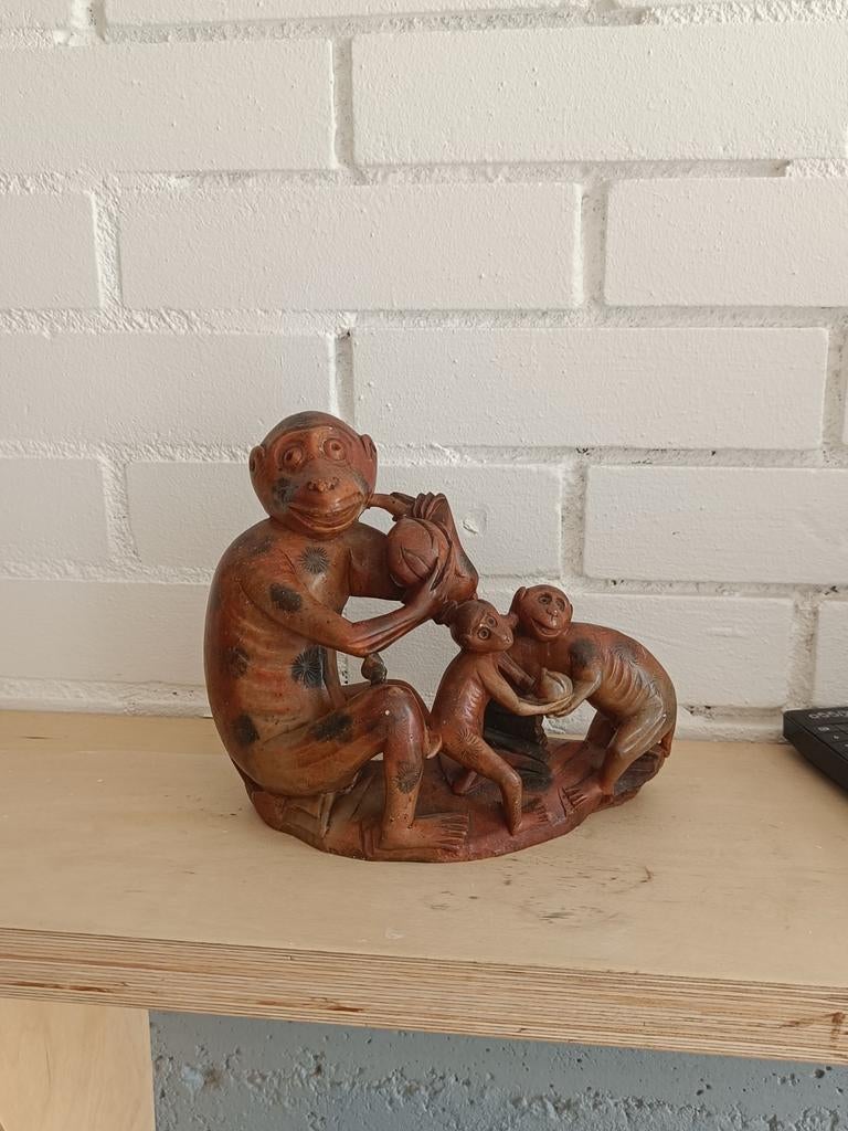 Beeld speksteen aapjes, Verzamelen, Beelden en Beeldjes, Ophalen of Verzenden