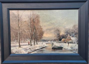 Winters landschap.  Sign.  Olie/doek.  76/56 cm. beschikbaar voor biedingen