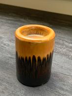 Vintage dripglaze waxinelichthouder, Overige materialen, Gebruikt, Bruin, Ophalen of Verzenden