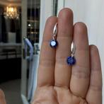 oorbellen zilver 925 saffier, Hangers, Blauw, Ophalen of Verzenden, Zo goed als nieuw