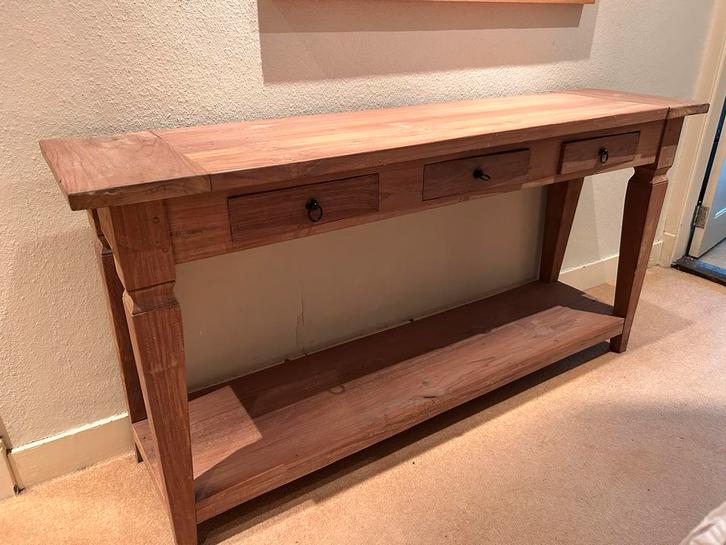 Teak Houten Sidetable - 158cm Breed, Huis en Inrichting, Tafels | Sidetables, Gebruikt, 25 tot 50 cm, 150 tot 200 cm, Rechthoekig