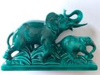 Antiek Frans keramiek beeld olifant met jong, Ophalen of Verzenden, Gebruikt, Dier